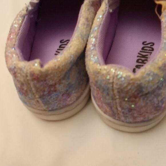 Fabkids Girls Multi Colored Glitter Size 10 Slip On Sneakers.  Trendy,Shimmering - Picture 4 of 6